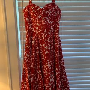 50s-Style Red Floral Maggy London Halter Dress